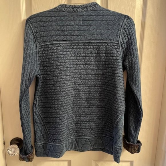 Lucky Brand Lucky Lotus Cotton Quilted Jacket Snap Front Washed Blue Small - Picture 3 of 13